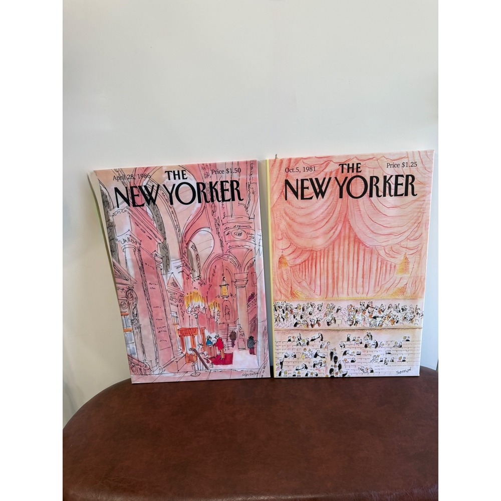 The New Yorker Canvas Wall Art Set of 2 Vintage Magazine Covers 1981 1986 Prints